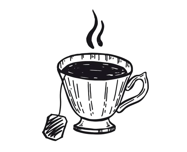 Egy Csésze Tea Kézzel Rajzolt Illusztrációk — Stock Vector