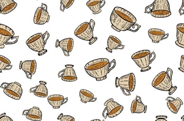 Tasse Tee Handgezeichnete Illustrationen — Stockvektor