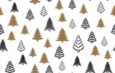 Christmas tree pattern,, Hand drawn illustrations.