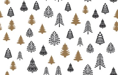 Christmas tree pattern,, Hand drawn illustrations.