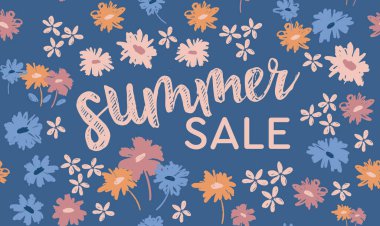Summer sale. Floral background for textile, swimsuit, wallpaper, pattern covers, surface, gift wrap.