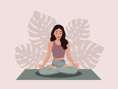 Yoga Classes, Meditate home. Vector.