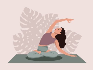 Yoga Classes, Meditate home. Vector.
