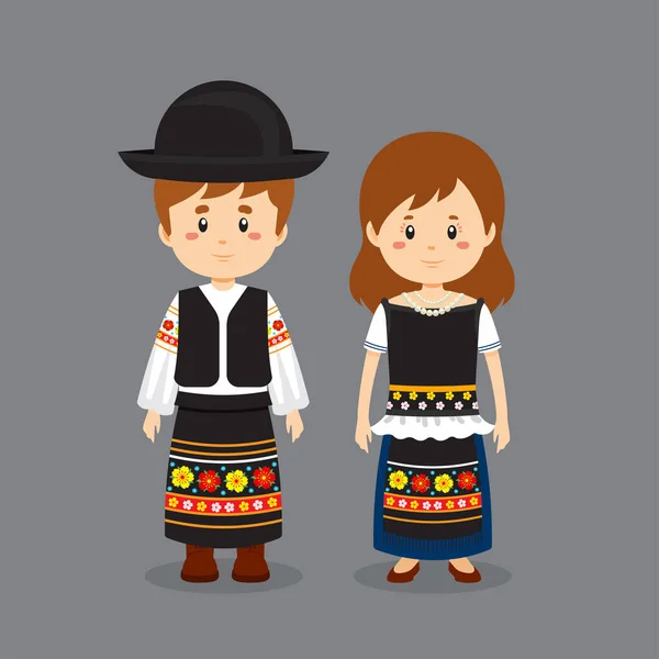 Macaristan Ulusal Elbisesi Giyen Çift Karakteri