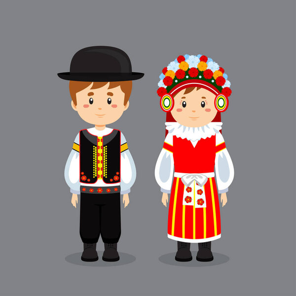 Пара персонажей в национальном платье Чешской Республики