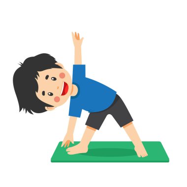 Yoga pozlu şirin çocuk.