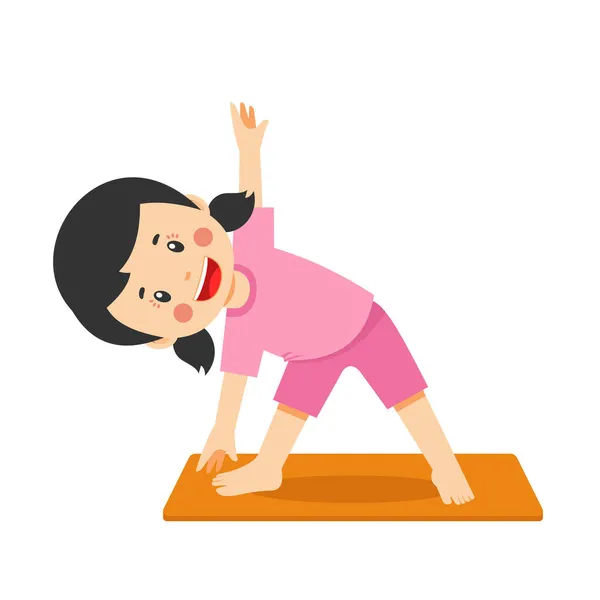Yoga pozlu şirin çocuk.