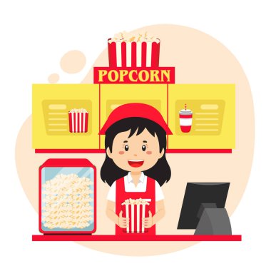 Hisse Vektörü Popcorn Paket Paketi İllüstrasyon