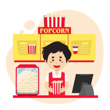 Hisse Vektörü Popcorn Paket Paketi İllüstrasyon