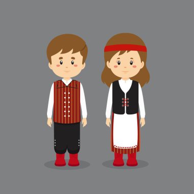 Finlandiya Ulusal Elbisesi Giyen Çift Karakteri
