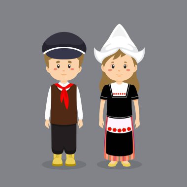 Hollanda Ulusal Elbisesi Giyen Çift Karakteri