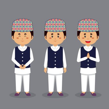Çeşitli İfadeli Nepal Karakteri
