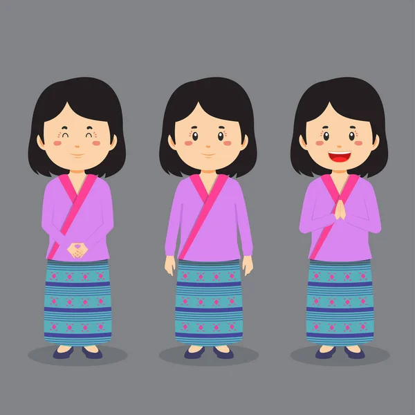 様々な表現を持つブータンのキャラクター — ストックベクタ