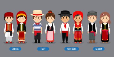 Farklı Ulusal Kostümler Karakteri