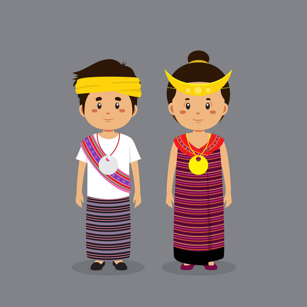 Couple Character Wearing Timur Leste National Dress 