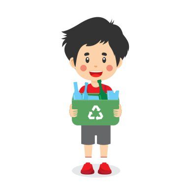 Plastik Şişeli Konteynırları Tutan Çocuklar Ortamı