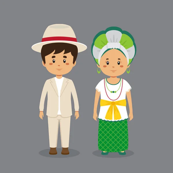 穿着巴西传统服装的夫妻性格 — 图库矢量图片