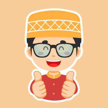 Mutlu Müslüman Karakter Çıkartması