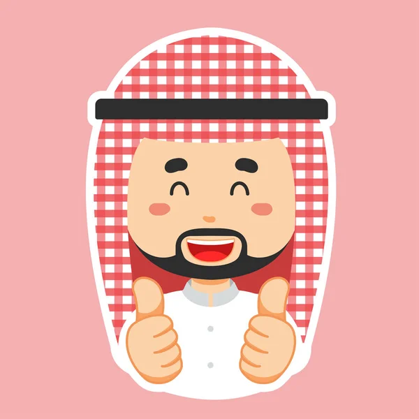 Happy Muslim Character Sticker — Stock Vector