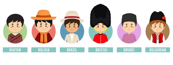 Set Avatars Different Countries Gráficos Vectoriales