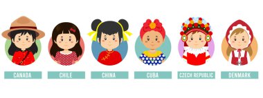 Set Girl Avatars with Different Countries 