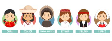 Set Girl Avatars with Different Countries