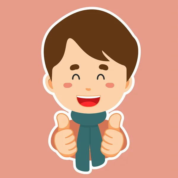 Happy Boy Character Sticker — ストックベクタ