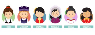 Set Girl Avatars with Different Countries
