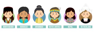 Set Girl Avatars with Different Countries