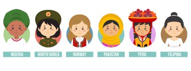 Set Girl Avatars with Different Countries
