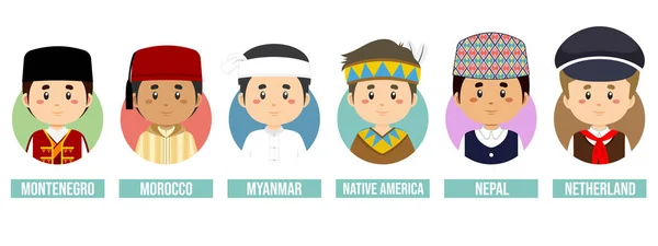 Set Avatars Different Countries — Stock Vector