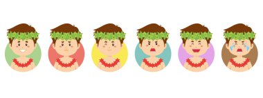 Çeşitli İfadeli Hawaii Avatar 'ı