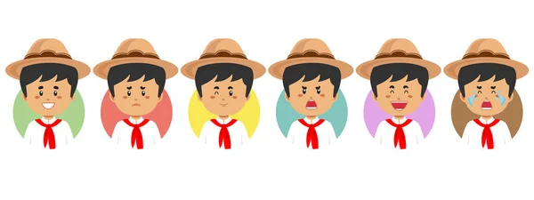 Avatar Mexicain Avec Diverses Expressions — Image vectorielle