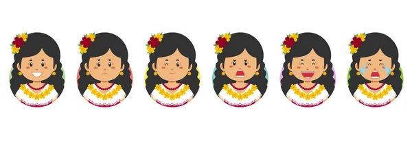 Мексиканский Аватар Различными Выражениями — стоковый вектор