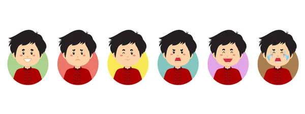 Singapour Avatar Avec Diverses Expressions — Image vectorielle