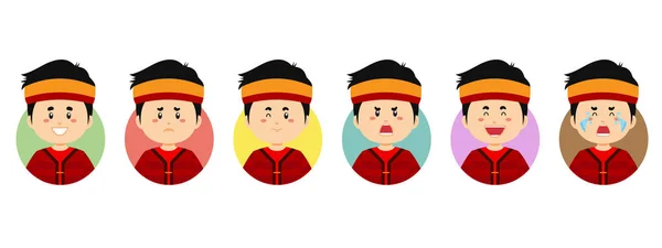 Avatar Taïwanais Avec Diverses Expressions — Image vectorielle