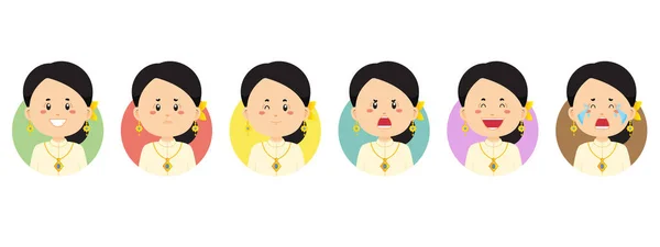 Ταϊλάνδη Avatar Διάφορες Εκφράσεις — Διανυσματικό Αρχείο