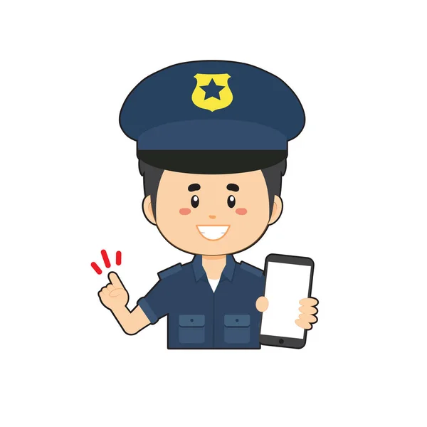 Police Sticker Holding Phone — 图库矢量图片