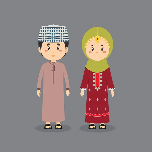 Couple Character Oman Wearing Traditional Dress Vectores De Stock Sin Royalties Gratis