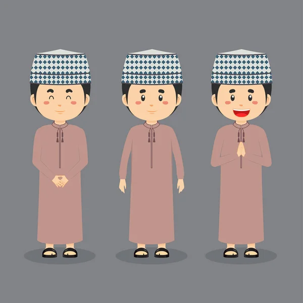 Oman Character Various Expression — Vector de stock