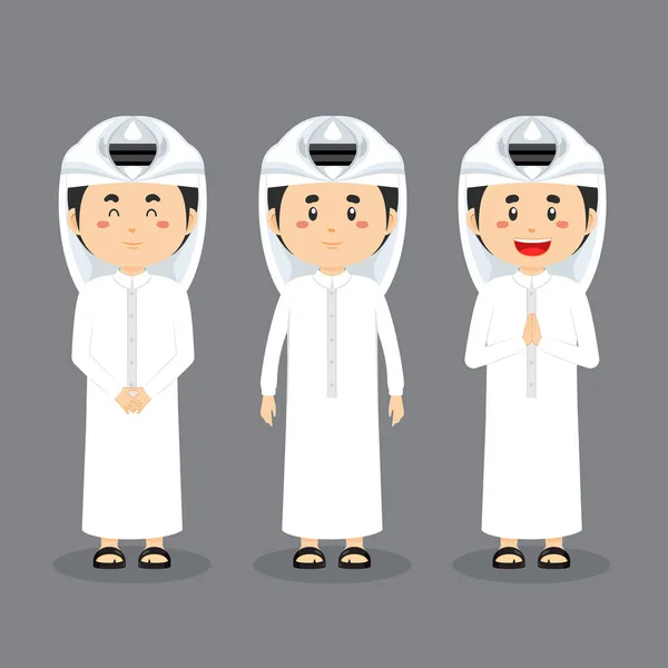Qatar Character Various Expression — ストックベクタ