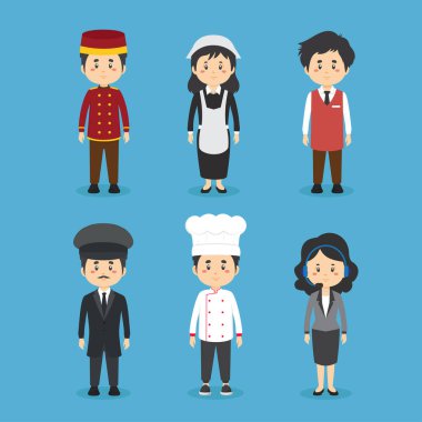 Vector Set of Hotel Staff Professions