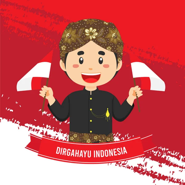 Indonesia Día Independencia Con Carácter — Archivo Imágenes Vectoriales
