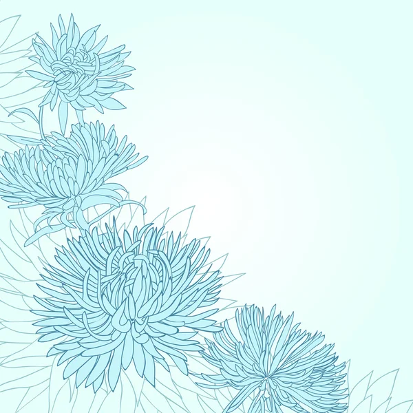 Fondo azul con flores aster . — Archivo Imágenes Vectoriales