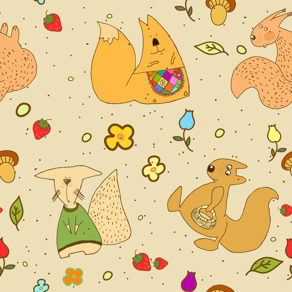Бесшовные текстурные белки, детские рисунки
.