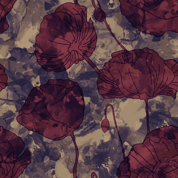 Texture sans couture, coquelicots rouges . — Image vectorielle