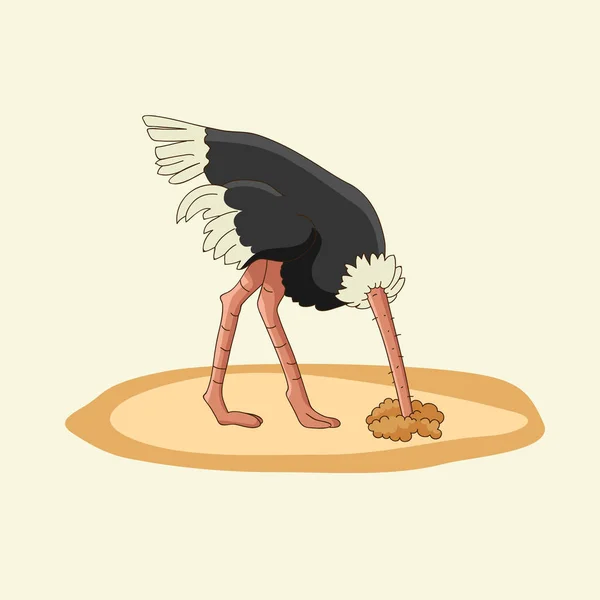 Struisvogelkop Het Zand Gevreesde Struisvogel Stockvector