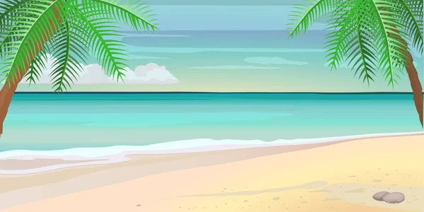Панорама Море Тропический Пляж Векторный Фон — стоковый вектор
