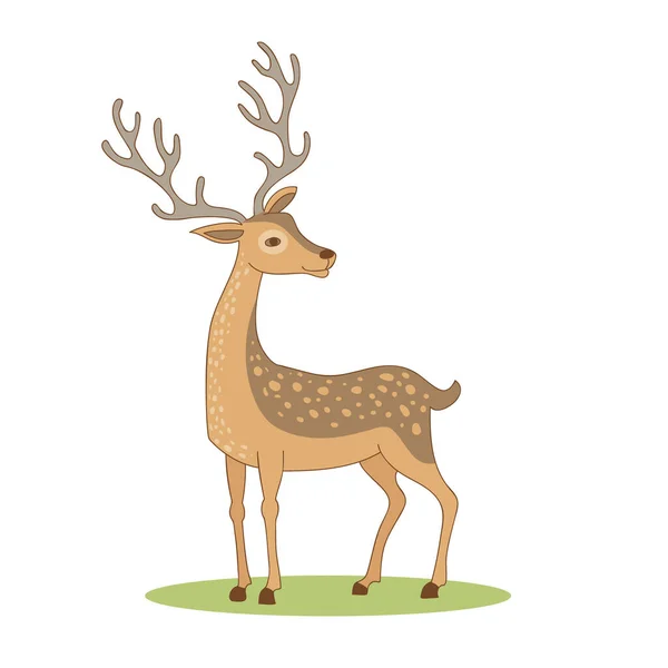 Cerf Bande Dessinée Personnage Mignon Pour Les Enfants Illustration Vectorielle — Image vectorielle