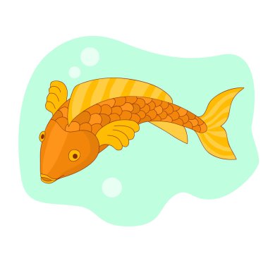 Vektör akvaryum altın balık illüstrasyon siluet. 